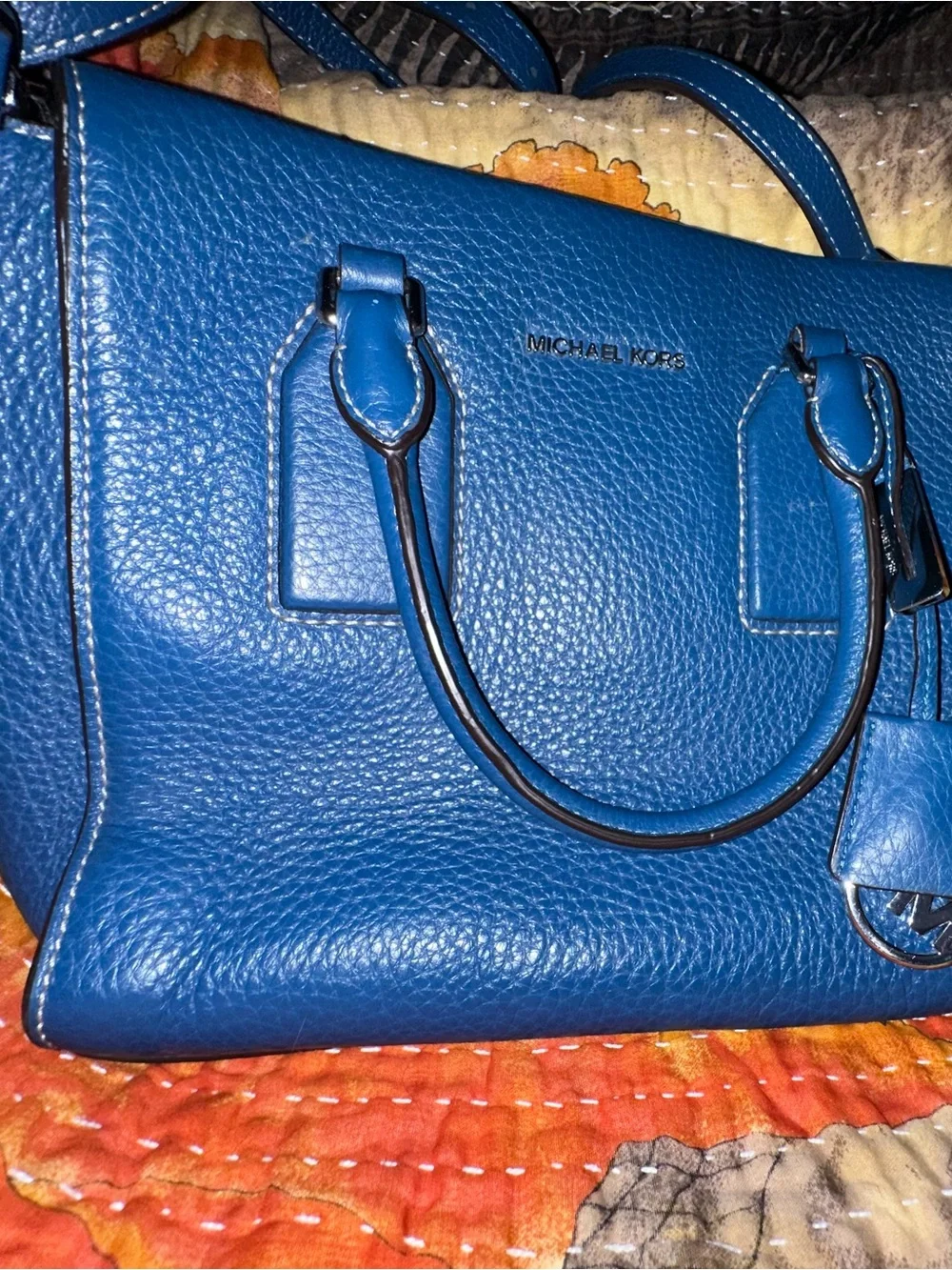 Michael Kors Electric Blue Pebbled Leather Satchel